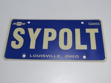 Vtg Sypolt Chevrolet Louisville Ohio Plastic Dealership Booster Plate Tag Dealer