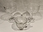 3 Pcs Vtg Jeanette Iris & Herringbone Clear Glass 4 1/4" Cordials Demitasse Cup