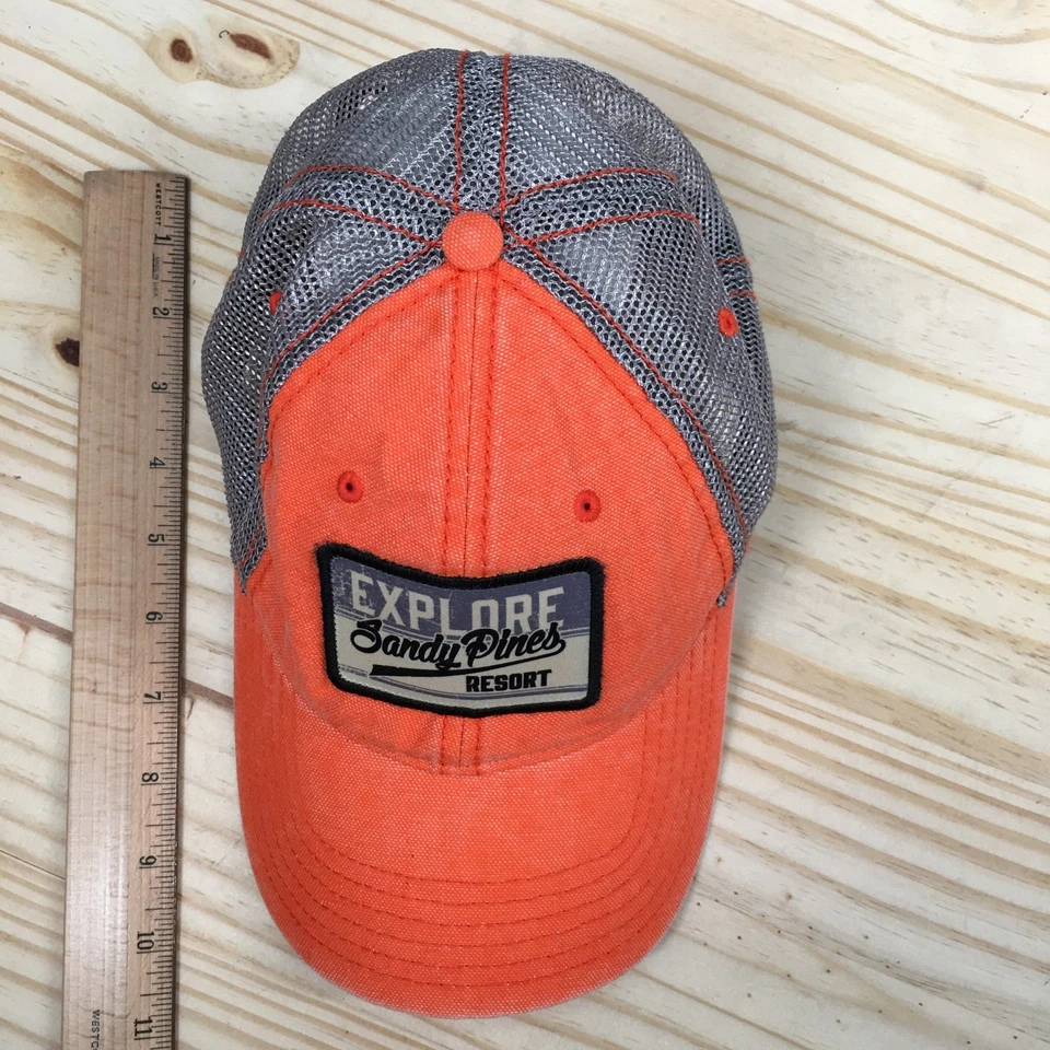 Explore Sandy Pines Resort Fahrenheit Trucker Hat Unisex Orange OS Embroidered - Image 4 of 4