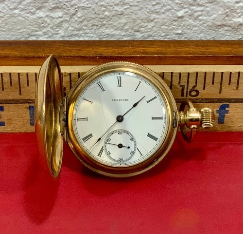 Hard To Find 1885 Antique 8s Illinois Hunters Gold Filled Pocket Watch Runs