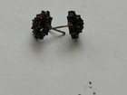 Vintage Vermeil Silver Deep Burgundy Garnet Cluster Post Earrings & Garnet Cross — photo 4