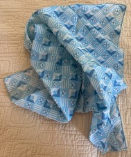 Vintage 1960 1970s Scarf Blue White Flower Graphic square 20" x 20" unlined