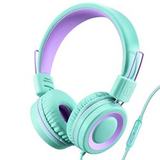 P10 Kids Headphones with Microphone Stereo Headphones for Children Boys Green