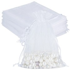 100pcs Sheer Organza Bags White, 6 x 9 inches Christmas Wedding Shower Party ...