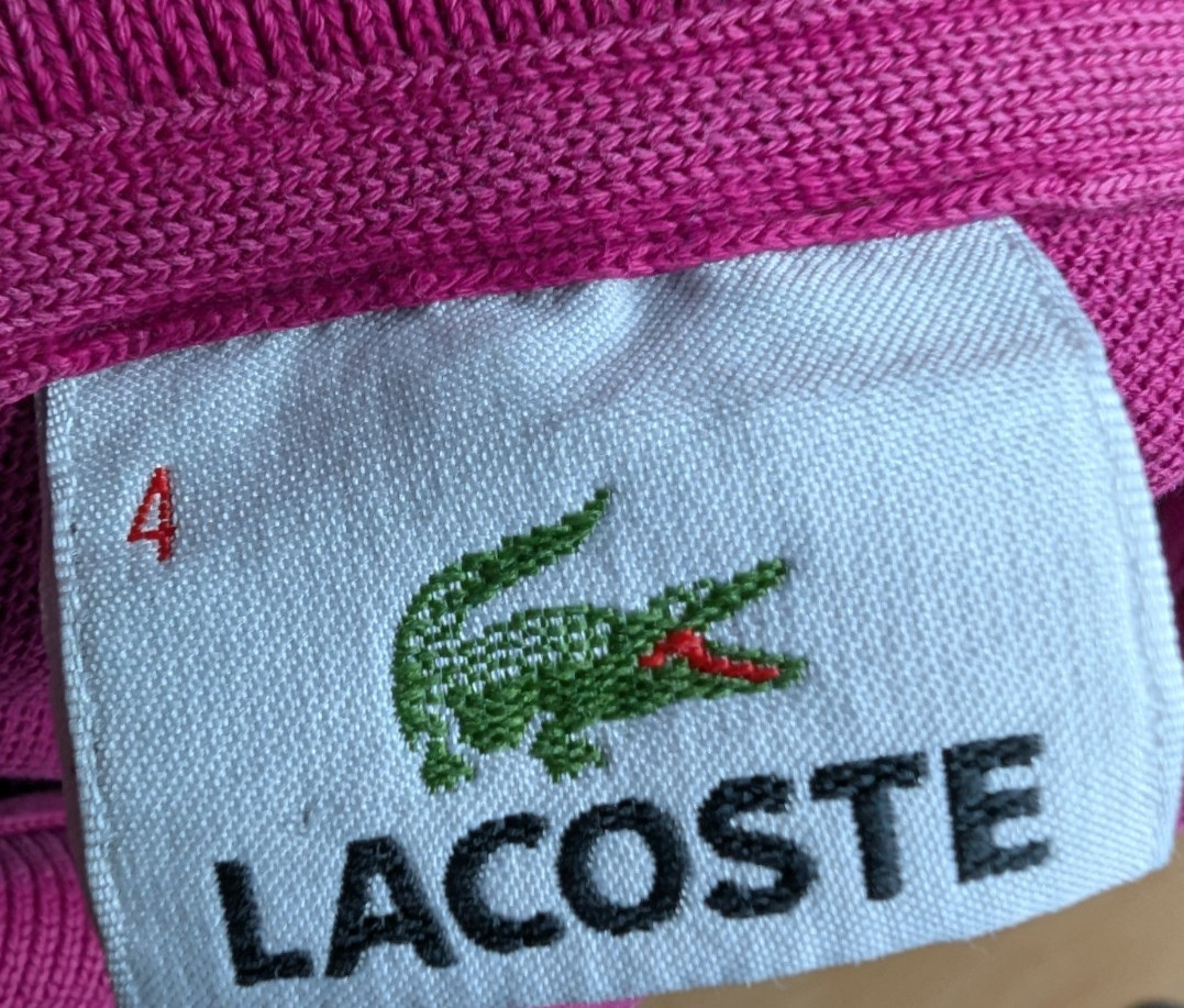 Vintage LACOSTE Dark Pink Cotton Short Sleeve Polo Shirt - Mens Size 4 Medium thumbnail 5