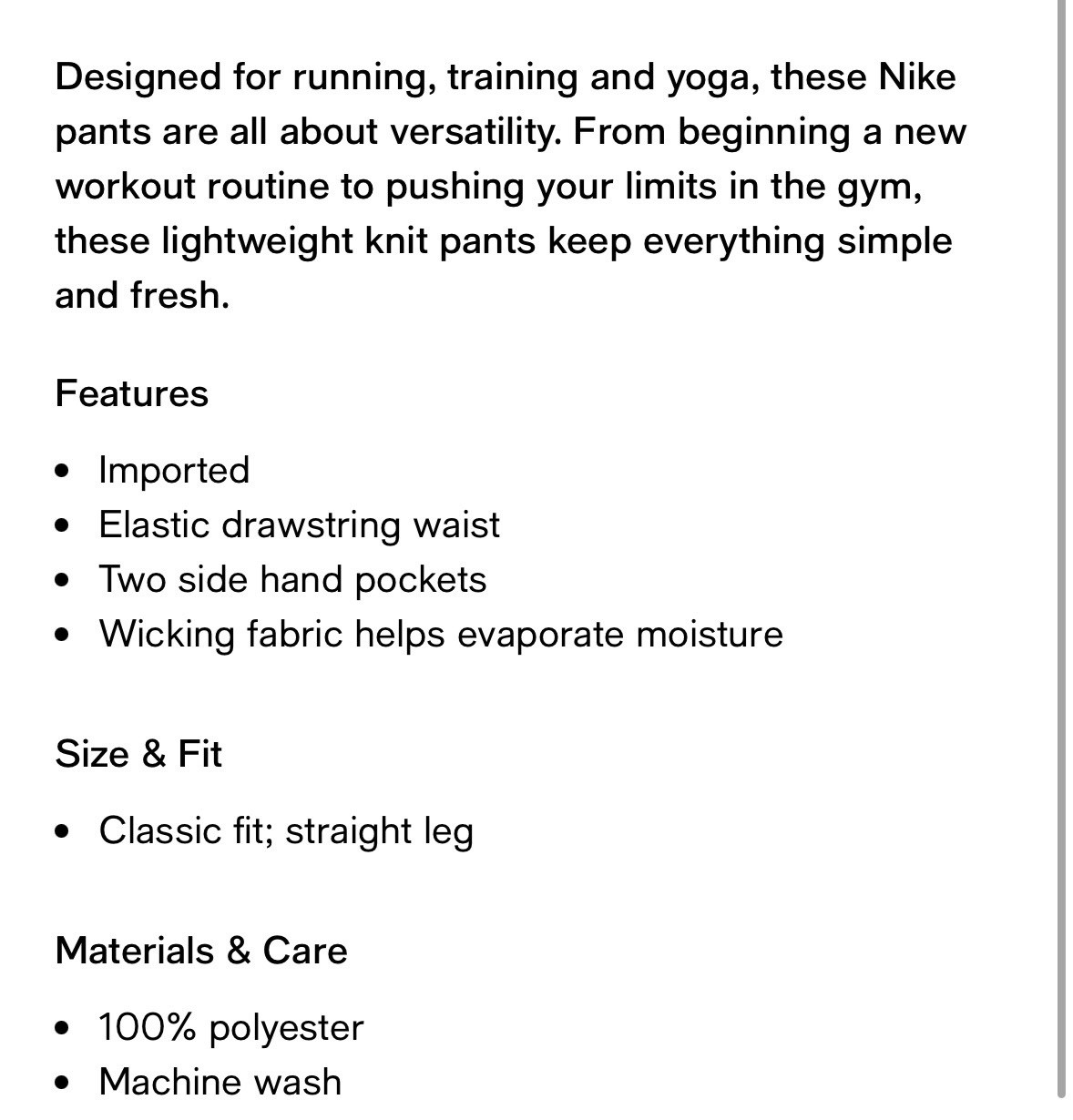 Nike Totality Mens Quick Dry Straight Regular Fit Track Pant NWT XXL Black thumbnail 5