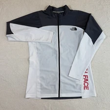 The North Face Full Zip Jacket Womens Size L/100 Gray White Athletic Long Sleeve