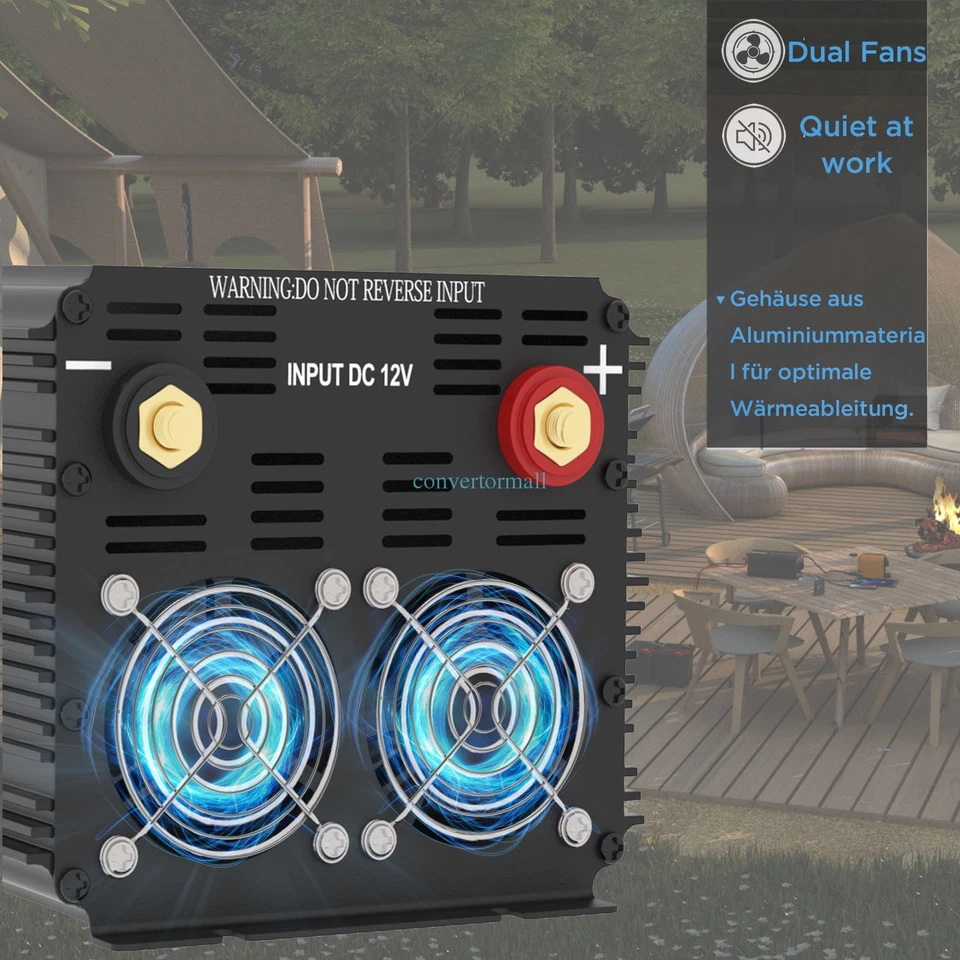 EDECOA 1500W/3000W Convertisseur Pur Sinus 12V 220V Onduleur LCD Camping - Photo 2/4