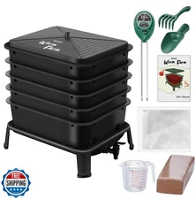 Blütezeit 5-Tray Worm Composter, 53QT Worm Compost Bin Indoor and