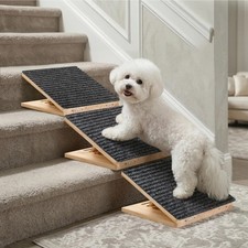 Dog Ramp for Stairs 3 Pack - Adjustable Wooden Stair Wedges for Small Dogs, F...
