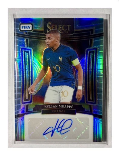 2023-24 Panini Select FIFA Kylian Mbappe Signatures Silver Prizm Auto