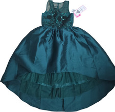 Rare Editions Hunter Green Sequin Hi-Low Girls Dress 8 Party Formal