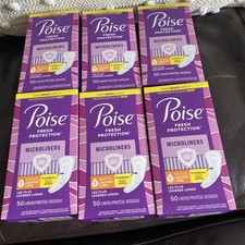 Lot Of 6 Poise Fresh Protection Long Lightest Microliners 1 Drop 300 Count