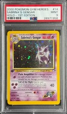 Pokemon Karte Sabrina's Gengar 14/132 1. Edition Holo PSA 9 WOTC Gym Heroes