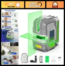 Rechargeable Green Cross Line Laser Level Tool, Self-Leveling, 360° Magnetic Bra