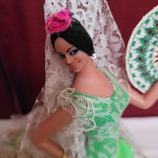 Vintage 11" French Poupee Folklorique Celluloid Girl Doll in Original Outfit