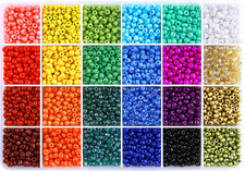 Glass Seed Beads for Bracelet Making Kit, 24 Colors 6/0 4mm Small Beads Multicol