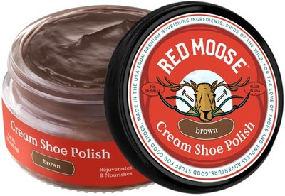 RED MOOSE Premium Brown Shoe Polish Cream, Medium, Leather Care