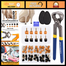 20 Pairs High Heel Replacement Tips Kit, 6.3" Pliers  Anti-Slip Pads, 5 Sizes T
