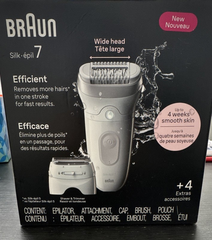 Braun Silk-épil 7 Epilator Wet/Dry Cordless Smart Light Wide Head SE7-041