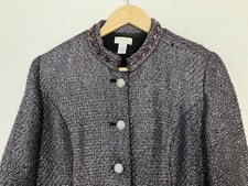 Chicos Blazer Jacket Women s Size 1 Medium Silver Metallic Button Dress Coat