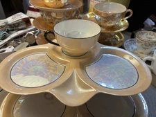 RW Rudolph Wachter Bavaria Snack Tea Tray  With Tea Cup Lustreware Set of 2