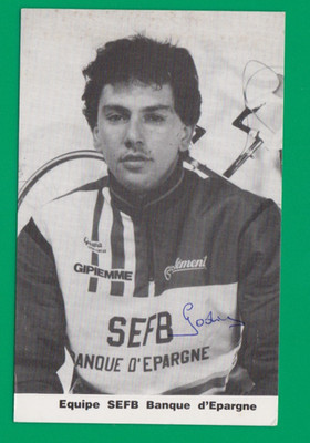 CYCLING cycling card YVES GODIMUS team SEFB Bank of Savings 1987 Signed