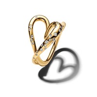 Pandora Essence Ring Herz Steinbesetzt 14K Vergoldet 164675C01 Gr. 56