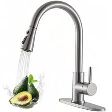 Kitchen Faucet, Brushed Nickel Kitchen Faucet with Pull Down Sprayer, High Ar...