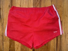 Rawlings Cotton Shorts Vintage 80  S LARGE Sprinter Retro RED Rare