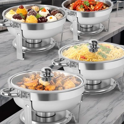 Chafing Dishes for Buffet 6QT 4 Pack Food Warmers for Parties Buffet Round
