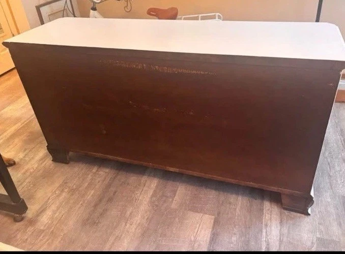 VTG, Ethan Allen, 10 Drawer Dresser, White, Cherry Oak, Low Dresser ORG: 3000 - Image 3 of 4