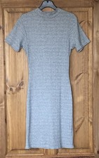 Misguided grey ribbed stretchy open back dress, 8