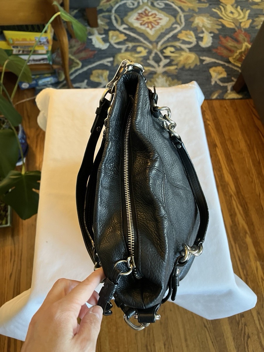 Coach Brooke Black Pebbled Leather Hobo Tote Handbag G1120-14142M