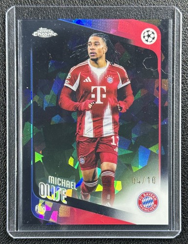MICHAEL OLISE 2025-26 TOPPS CHROME UCC SAPPHIRE #4 BLACK REFRACTOR 4/10 BAYERN
