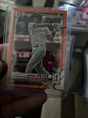 Adinso Reyes 2021 1st Bowman Paper Tigers BCP-21 Orange Refractor /25 *Mint*
