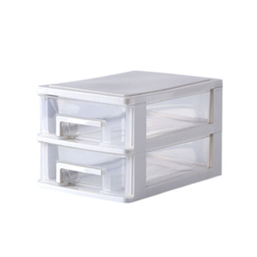  2 couches transparent tiroir de bureau type boîte de rangement plastique mini - Photo 1 sur 12