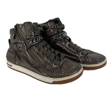 Michael Kors Metallic Gray Leather Women's Shoes Sneakers Size 6 M