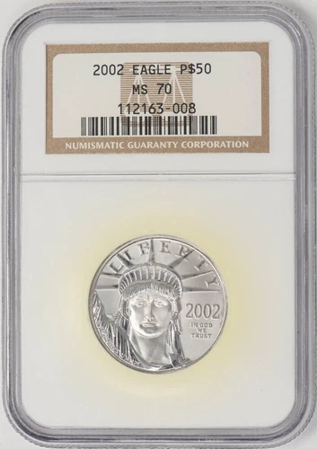 2002 $50 Statue Of Liberty Platinum American Eagle MS70 NGC 948373-13