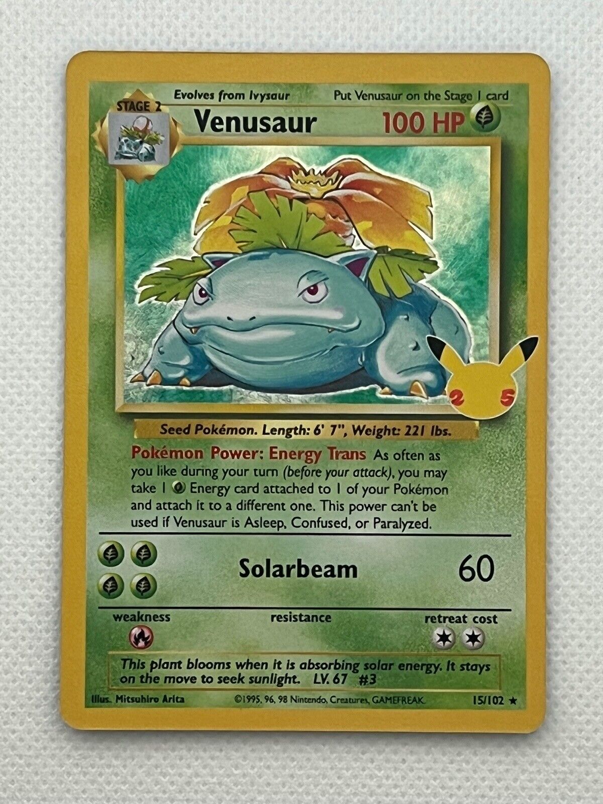 Carta Pokémon Venusaur (15/102) - Celebrações 25 Anos - Alfabay - Cubo  Mágico - Quebra Cabeças - A loja de Profissionais e Colecionadores!