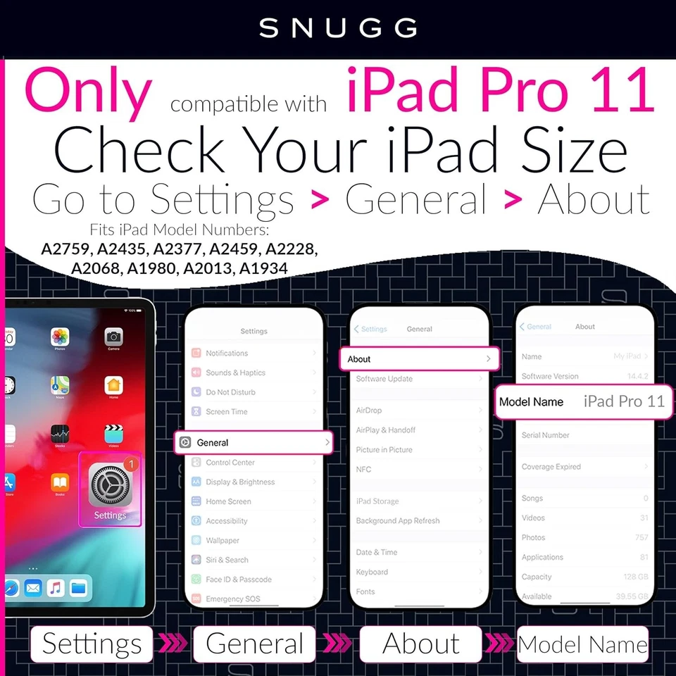 Snugg iPad Pro 11 inch Case with Keyboard, Wireless Backlit Bluetooth iPad 11 Pr - Image 2 of 4