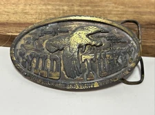 Vintage 1974 Wild Turkey Bourbon Brass Belt Buckle Austin Nichols Bergamot Brass