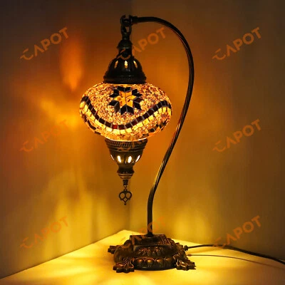 Lampe mosaïque turque marocaine fabriquée à la main Tiffany lampe de bureau - Photo 1/4