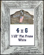 4x6" white washed color rustic barn recycled picture frame distressed wood beach