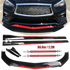 Front Bumper Lip Splitter Spoiler Side Skirt Body Kit For Infiniti Q50 Base