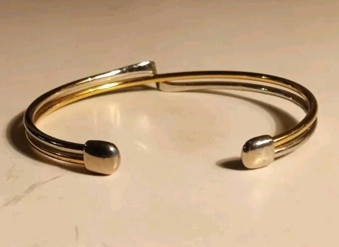 Brazalete Vintage Lia Sophia "Abrazo" Tono Plata y Oro Foto 3 de 4