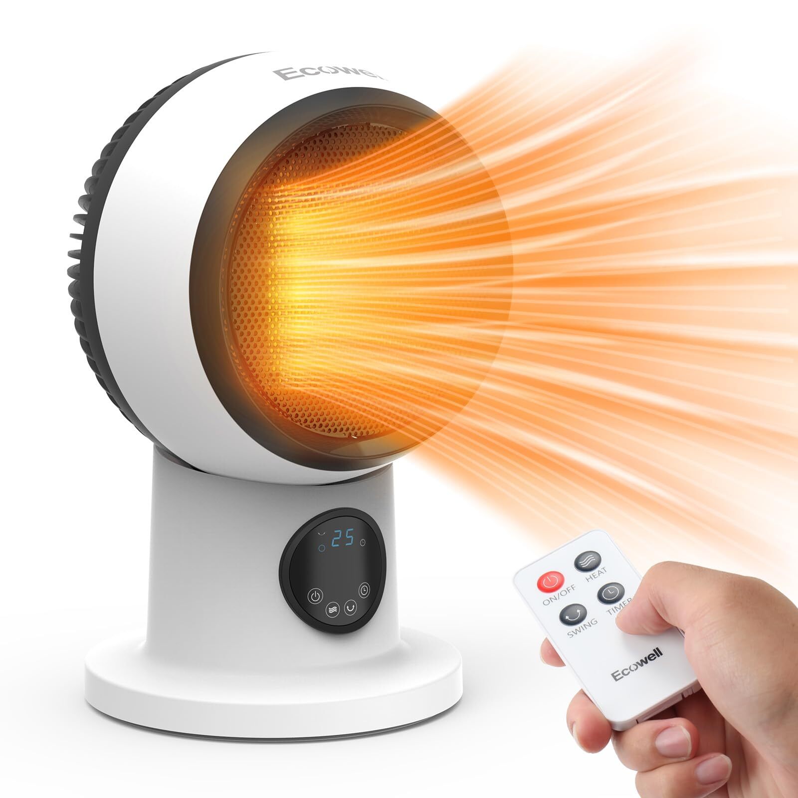 Space Heater Fan Combo, 1500W 2S Fast Heating Electric Ceramic Heater with Re...