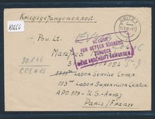 K2488) Kriegsgefangenenpost USA Brf Zeitz 25.8.46 APO 887 France Ra4 Return..