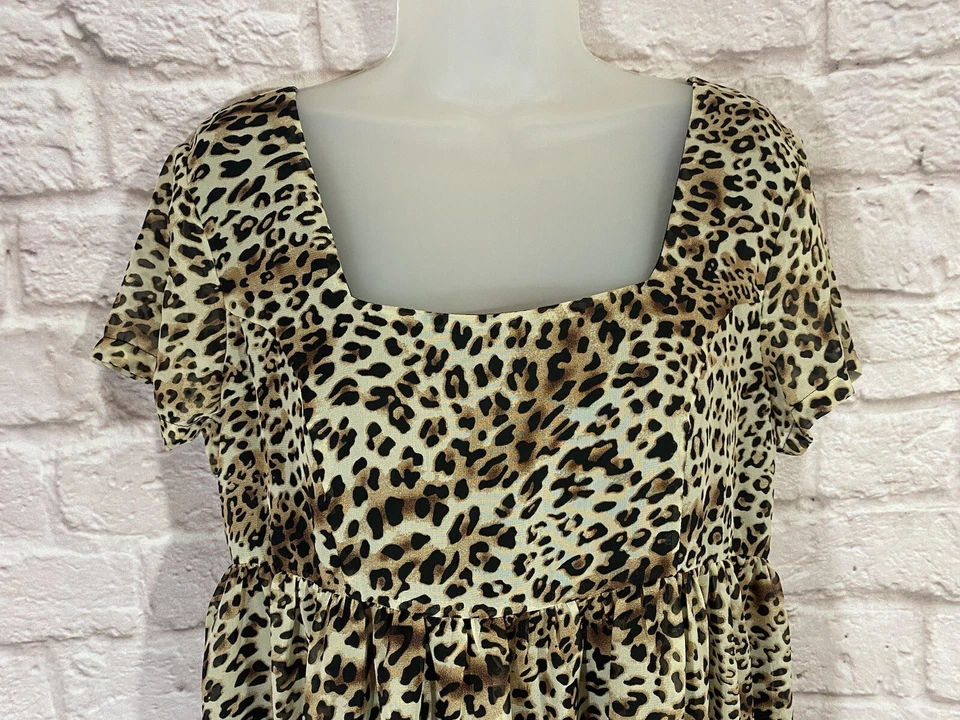 Y2K 90 年代复古 Delia's 婴儿娃娃束腰上衣中号动物印花内衬衬衫 9492 — 第 3/4 张图片