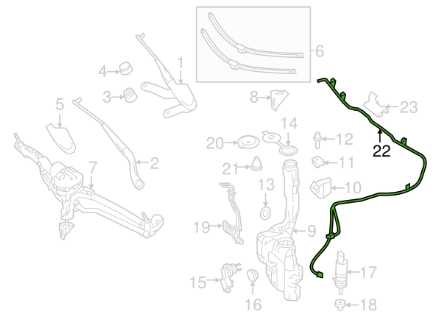 MB E C207 Front Windscreen Washer Hose Pipe Line LHD A2078600292
